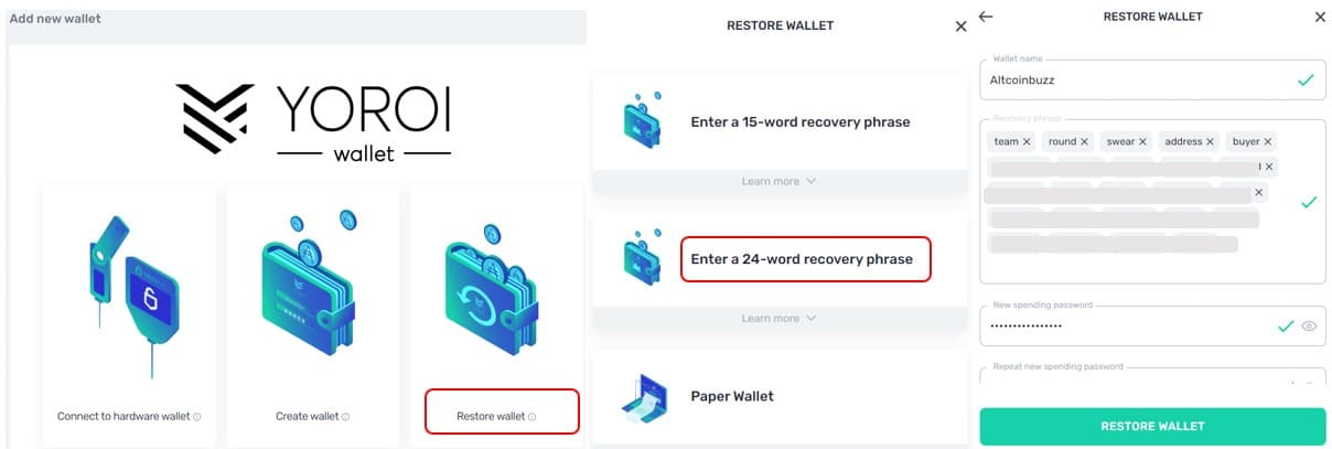 آموزش بازیابی کیف  پول Yoroi