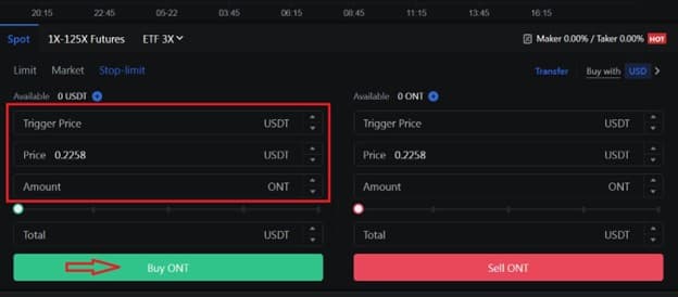 اردر Stop-Limit در اسپات صرافی مکسی Mexc