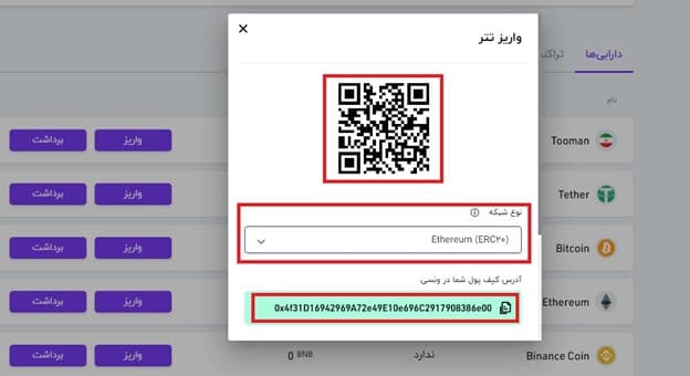 واریز در سایت ونسی