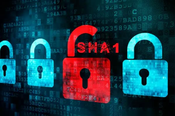 قفل قرمز رنگ برای تابع SHA-1