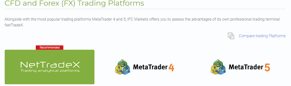 پلتفرم های معاملاتی بروکر IFC Markets