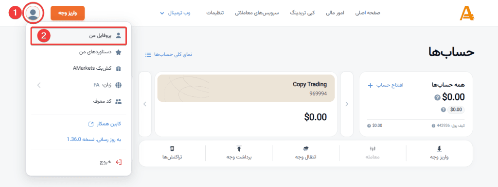 احراز هویت در بروکر آمارکتس