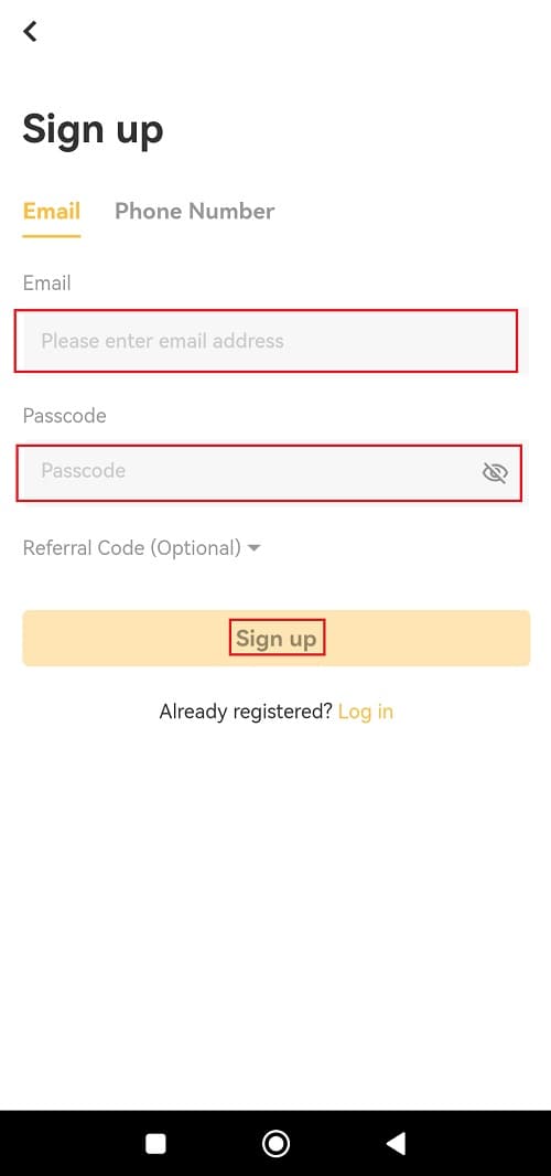صفحه XT Sign up 
