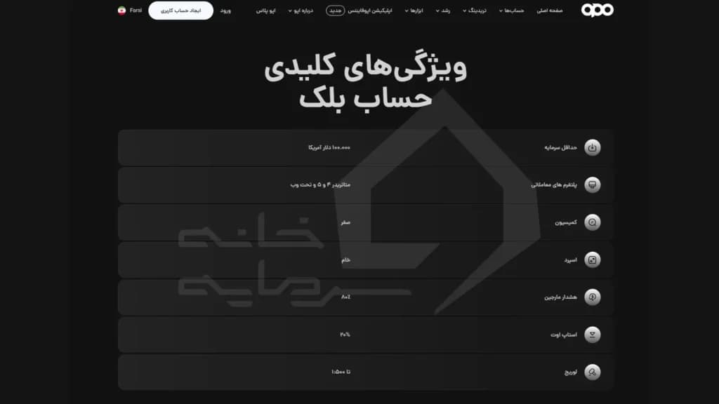 ویژگی های کلیدی حساب بلک