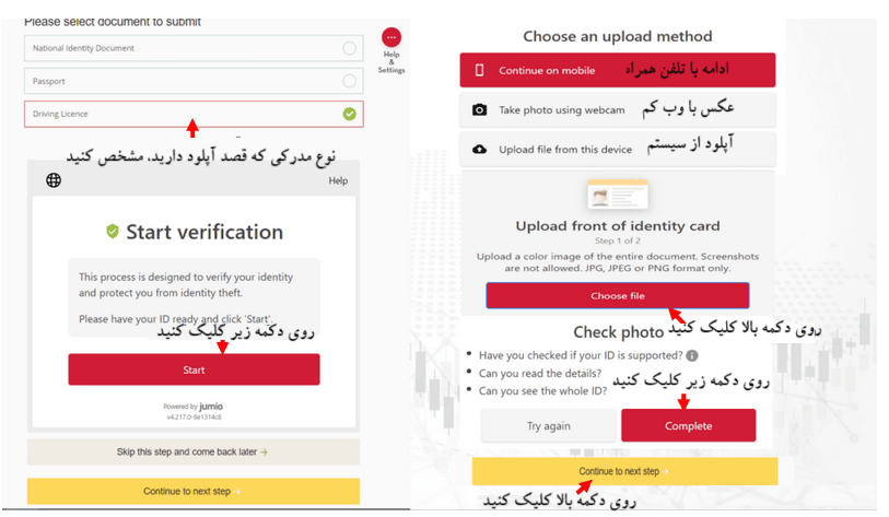 فرم احراز هویت در اکسی