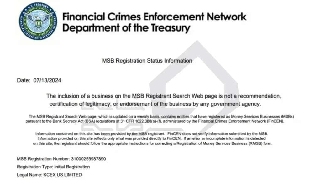 صرافی kcex تحت نظارت MSB است