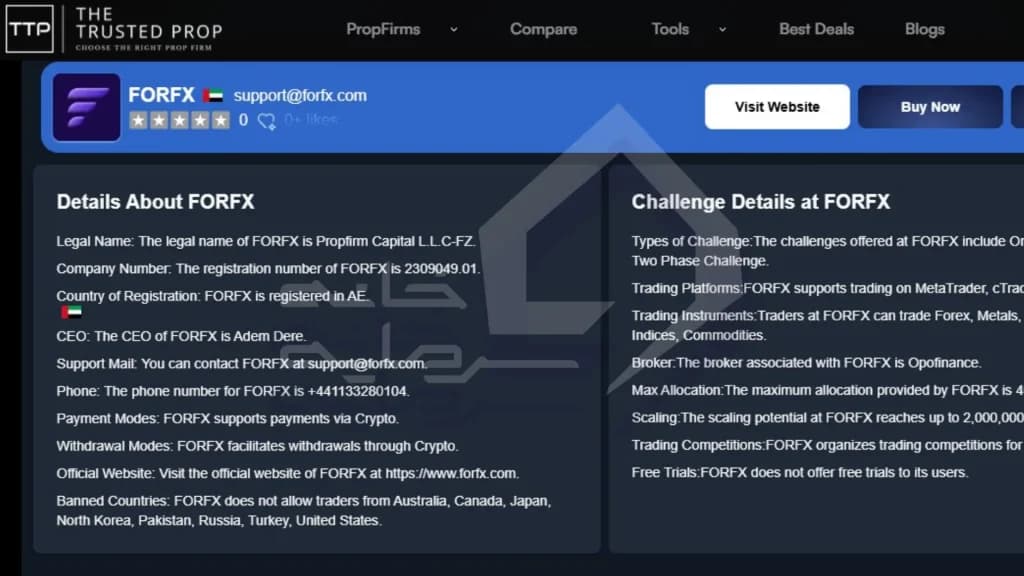 ForFX وضعیت کلاهبرداری پراپ فرم 