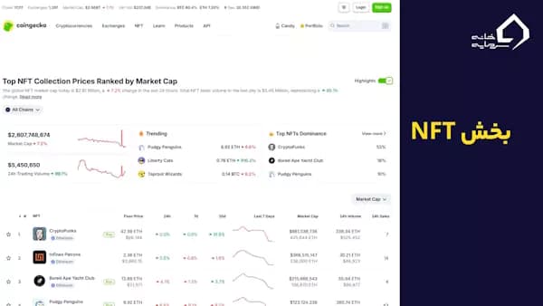بخش nft در کوین گکو چیست