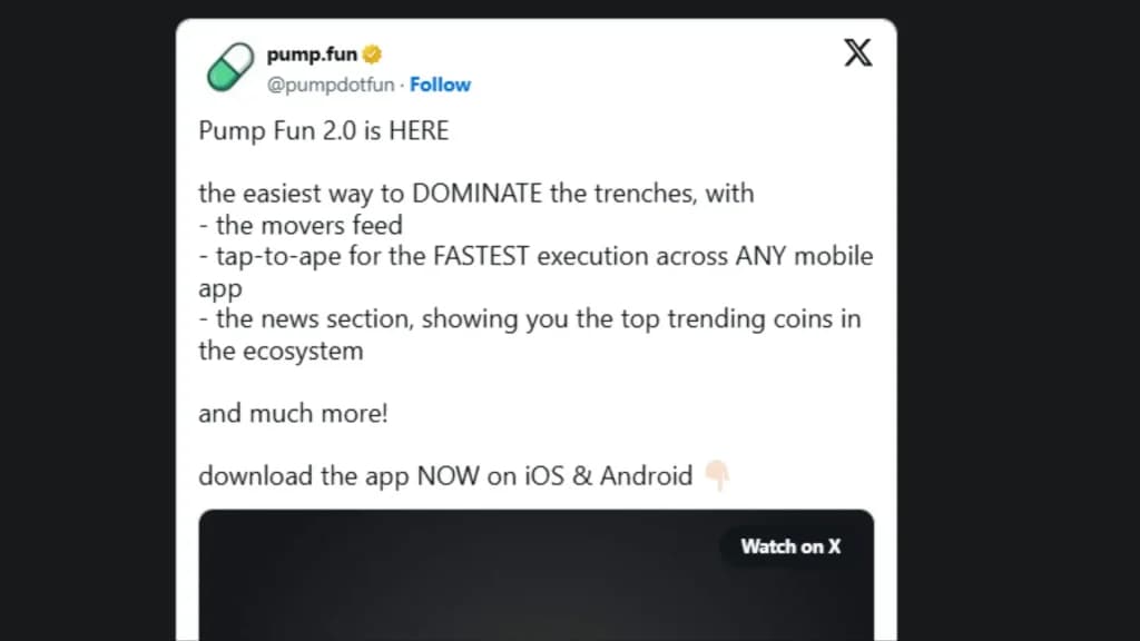 Pump.fun از به‌روزرسانی نسخه 2.0 خود رونمایی کرد.