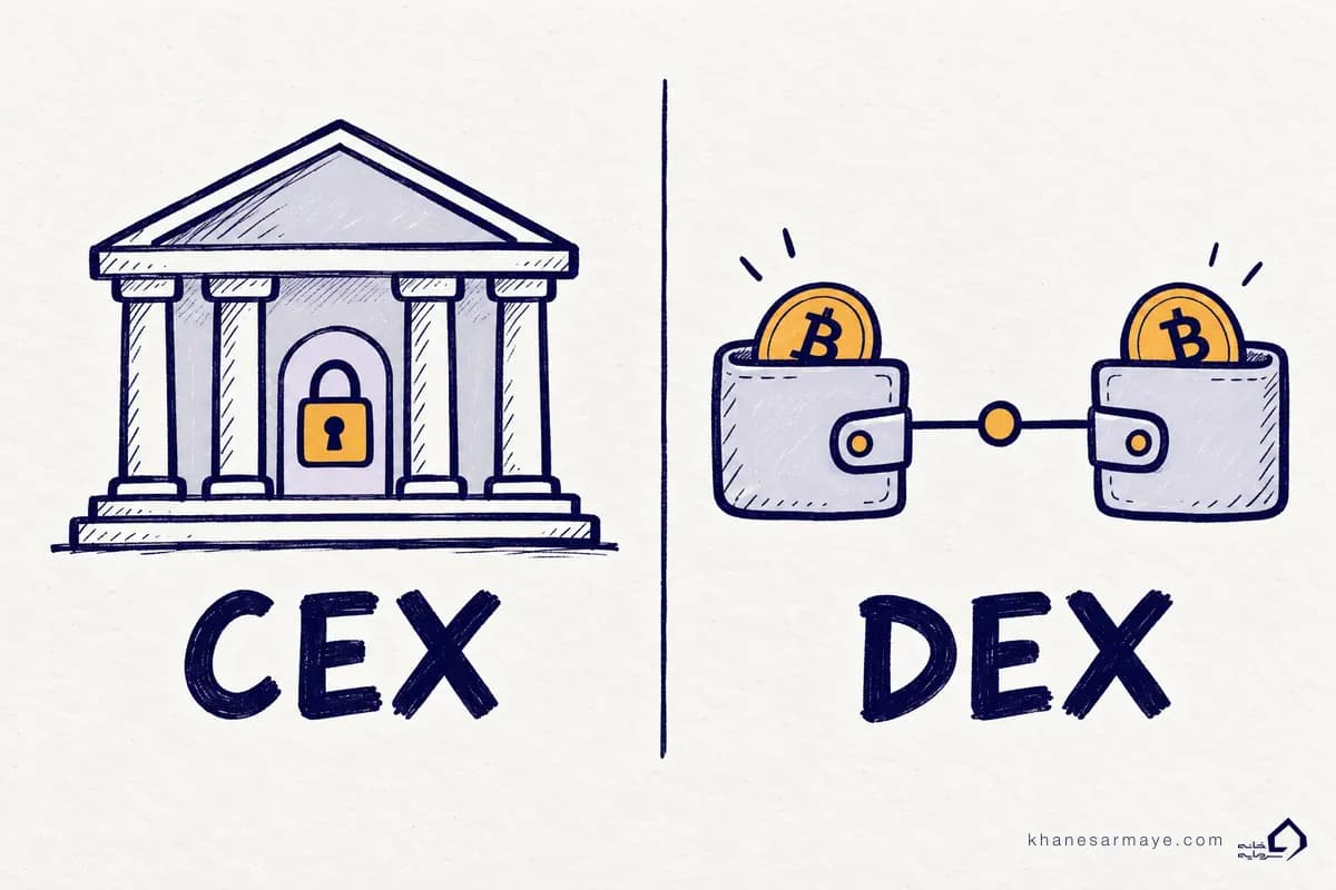 مقایسه صرافی متمرکز CEX و صرافی غیرمتمرکز DEX در صرافی ارز دیجیتال