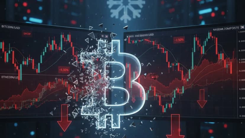 سقوط هم‌زمان سهام آمریکا و تشدید فشار فروش بیت‌کوین