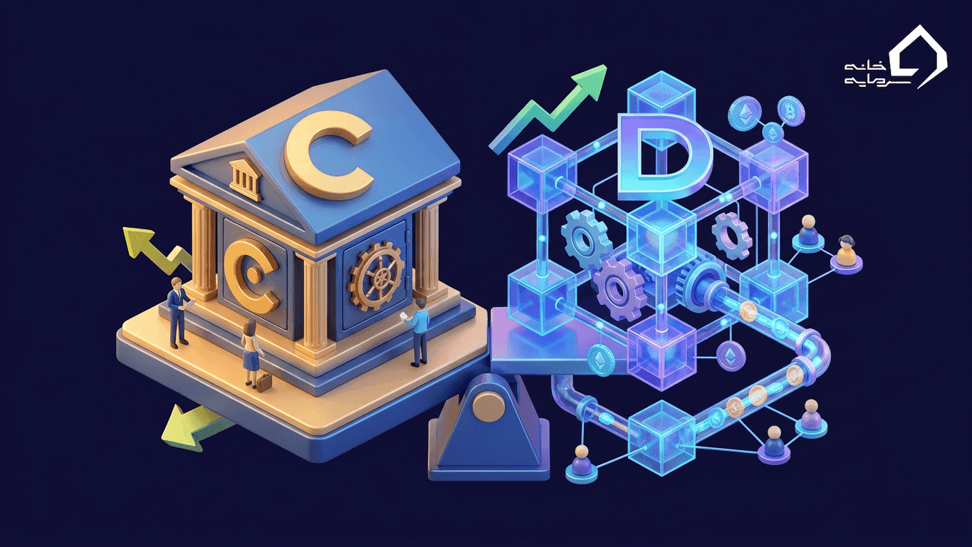 سیستم‌های مالی متمرکز و غیرمتمرکز (CeFi vs DeFi) | راهنمای 2026