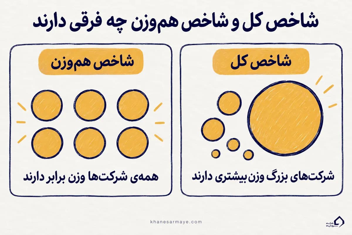 تفاوت شاخص کل و شاخص هم‌وزن در شاخص بورس تهران